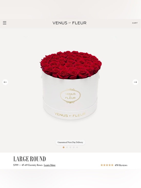 Venus Et Fleur Other - Venus Et Fleur Large Round White Box 46 Red Eternity Preserved Roses Luxury